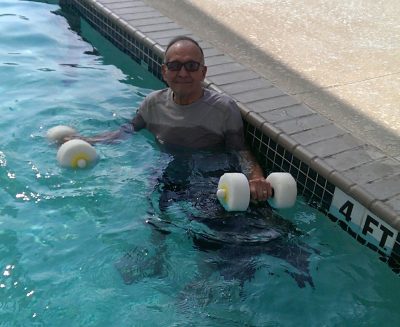 Dad enjoying water aerobics