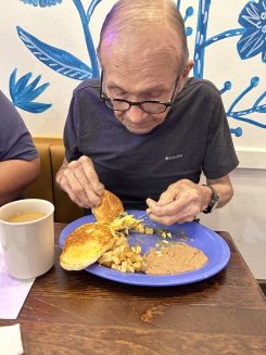 Dad having breakfast at Bolillo’s